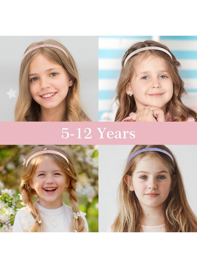 ولهيف عصابة رأس لامعة، 4 قطع من عصابات الشعر البلاستيكية اللامعة اللطيفة غير القابلة للانزلاق، عصابات شعر لامعة سميكة بألوان قوس قزح مع أسنان، إكسسوارات شعر ملونة للفتيات الصغيرات (2 خط + 2 نجمة) - Image 3