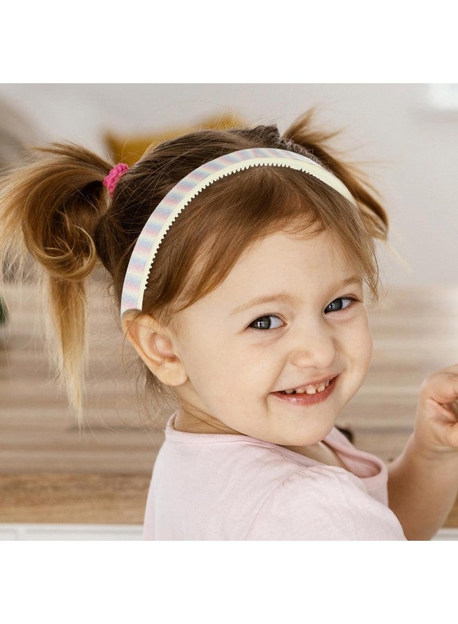 ولهيف عصابة رأس لامعة، 4 قطع من عصابات الشعر البلاستيكية اللامعة اللطيفة غير القابلة للانزلاق، عصابات شعر لامعة سميكة بألوان قوس قزح مع أسنان، إكسسوارات شعر ملونة للفتيات الصغيرات (2 خط + 2 نجمة) - Image 5