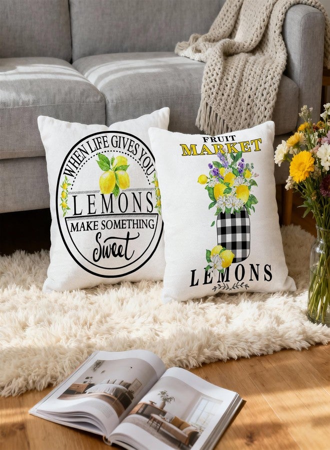 Hexagram Spring Summer Pillow Covers 18x18 Set of 4, Lemon Outdoor Decorative Buffalo Plaid Throw Pillow Covers, Farmhouse Cushion Case for Couch Sofa Living Room Bedroom Indoor Decor(No Insert) - Image 5
