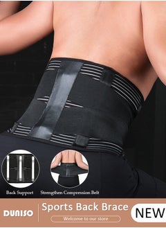 DUNISO Sports Back Brace for Men and Women - Breathable Waist Lumbar Lower Back Support Belt for Sciatica, Herniated Disc, Scoliosis Back Pain Relief, Heavy lifting, with Dual Adjustable Straps  - Image 1