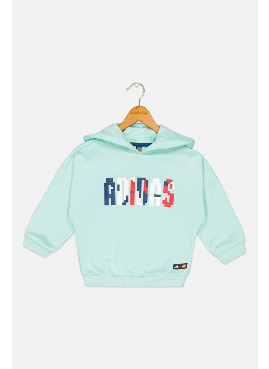 Adidas Adidas x Lego Kids Boys Hooded Solid Long Sleeve Sweatshirt, Aqua Blue  - Image 1