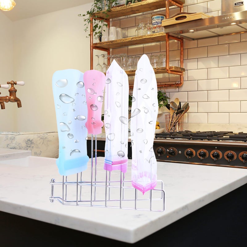 LEKUSHA Foldable Bottle Drying Rack, Reusable Storage Bag Drying Rack, SUS 304 Stainless Steel Dryer Stand for Water Bottle Cup Mug Tumbler Cutting Board Lids - Image 2