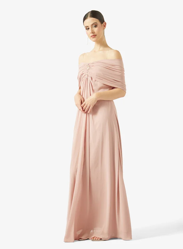 AINA Off-Shoulder Draped Evening Gown