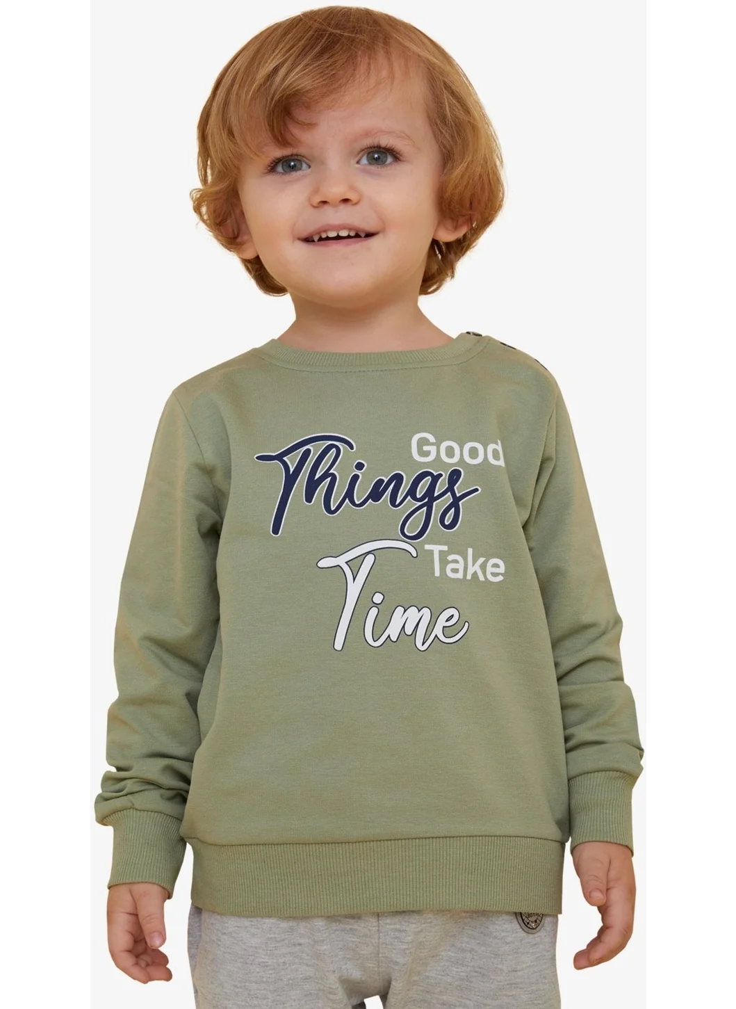 Breeze Girls & Boys Boy's Sweatshirt Text Printed, Age 2-6, Mint Green