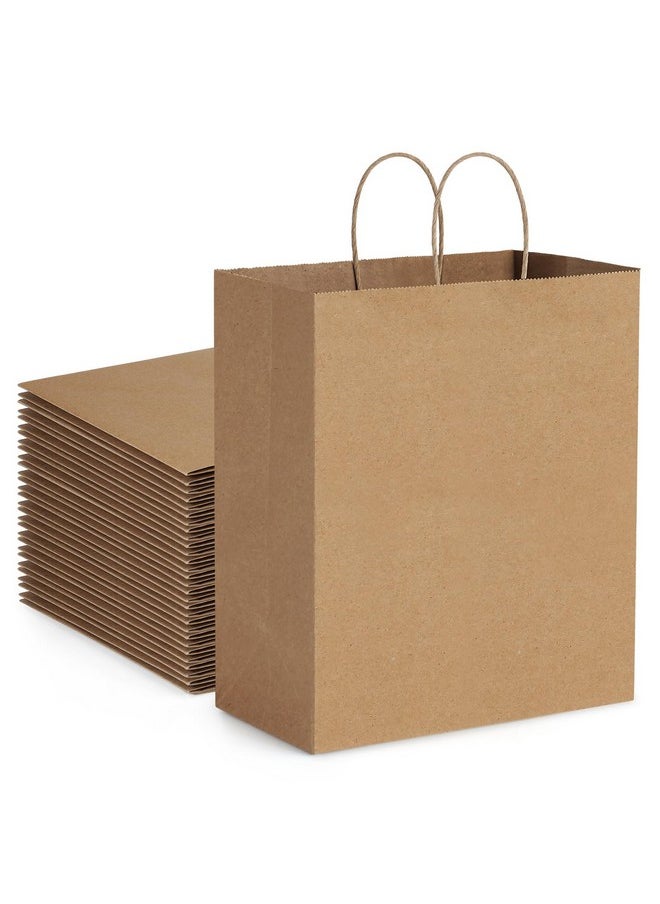 BagDream - BagDream 10x6.75x12 Paper Bags 100Pcs Brown Paper Bags with Handles, Kraft Shopping Bags, Merchandise Retail Bags, To Go Bags for Takeout Containers, Wider-gusset Recycled Paper Gift Bags Bulk - Image 1