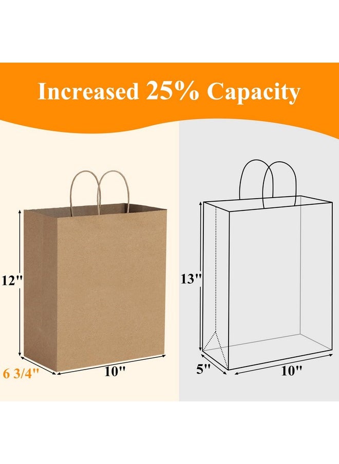 BagDream - BagDream 10x6.75x12 Paper Bags 100Pcs Brown Paper Bags with Handles, Kraft Shopping Bags, Merchandise Retail Bags, To Go Bags for Takeout Containers, Wider-gusset Recycled Paper Gift Bags Bulk - Image 1