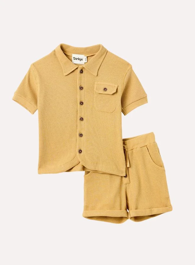 Victor And Jane Boys Solid Knit Shirt and Roll-Cuff Shorts Set