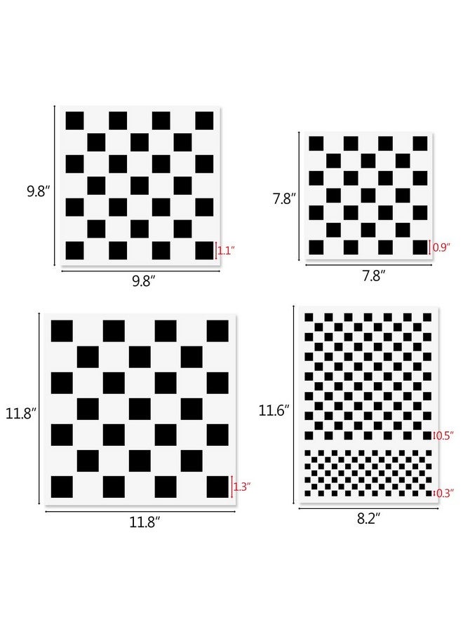 CODOHI Checks Stencils 4 Pcs Checkerboard Stencils Square Shape Stencils Assorted Sizes Reusable Mylar Plastic Templates For Painting On Wood Pillows Wall Scrapbook Card Making Diy Craft - Image 2