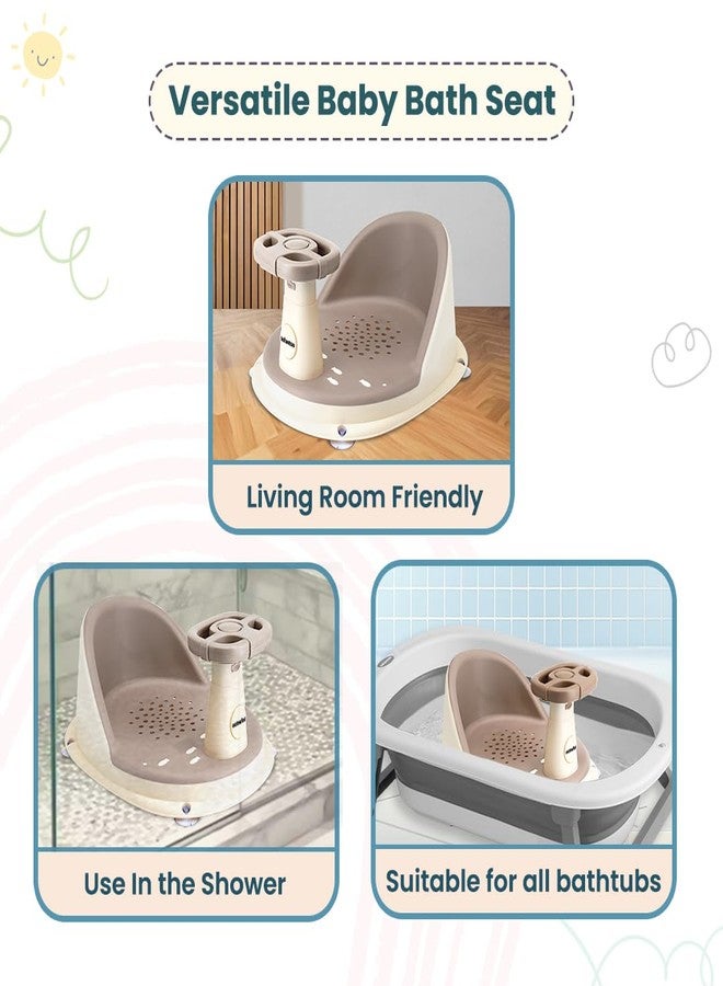 Infantso Baby Bath Seat for 0–24  Months | Newborn Baby Bather | Bath Chair for Newborns, Anti‑Slip Suction Base, Ergonomic Backrest & Safety Support with engaging sound button | Soft Padded Baby Bath Seat | Easy - Clean Infant Bathing Chair – BPA Free (Grey) - Image 5