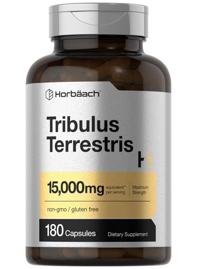 Horbäach Tribulus Terrestris 15000mg | for Men and Women | 180 Capsules | Maximum Strength | Non-GMO, Gluten Free Extract Supplement - Image 1