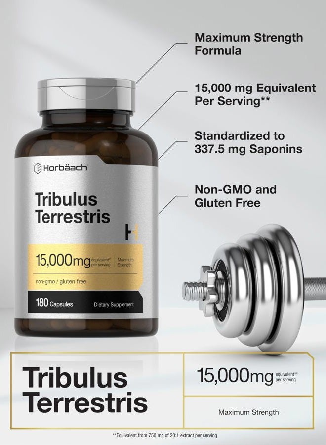 Horbäach Tribulus Terrestris 15000mg | for Men and Women | 180 Capsules | Maximum Strength | Non-GMO, Gluten Free Extract Supplement - Image 4