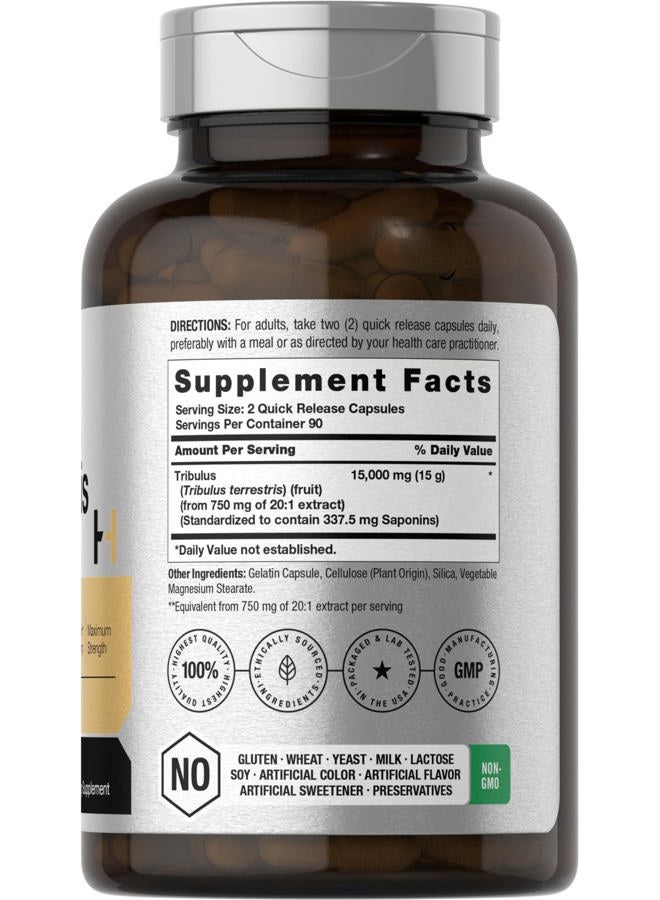 Horbäach Tribulus Terrestris 15000mg | for Men and Women | 180 Capsules | Maximum Strength | Non-GMO, Gluten Free Extract Supplement - Image 2
