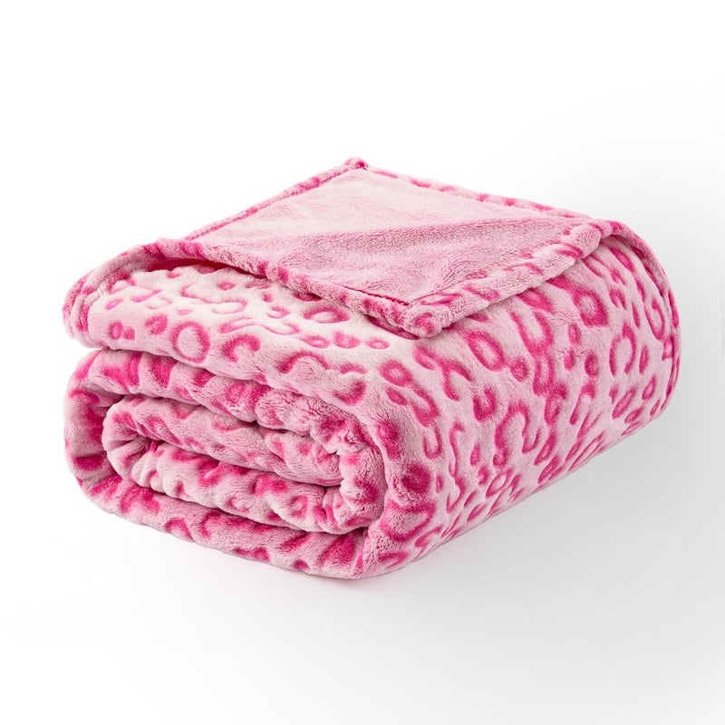 Excervent 3D Leopard Flannel Fleece Twin Blanket  280 GSM Lightweight Cheetah Blanket for Couch Sofa Bed  Super Soft Cozy Warm Blankets  60x80 inches  Pink - Image 5