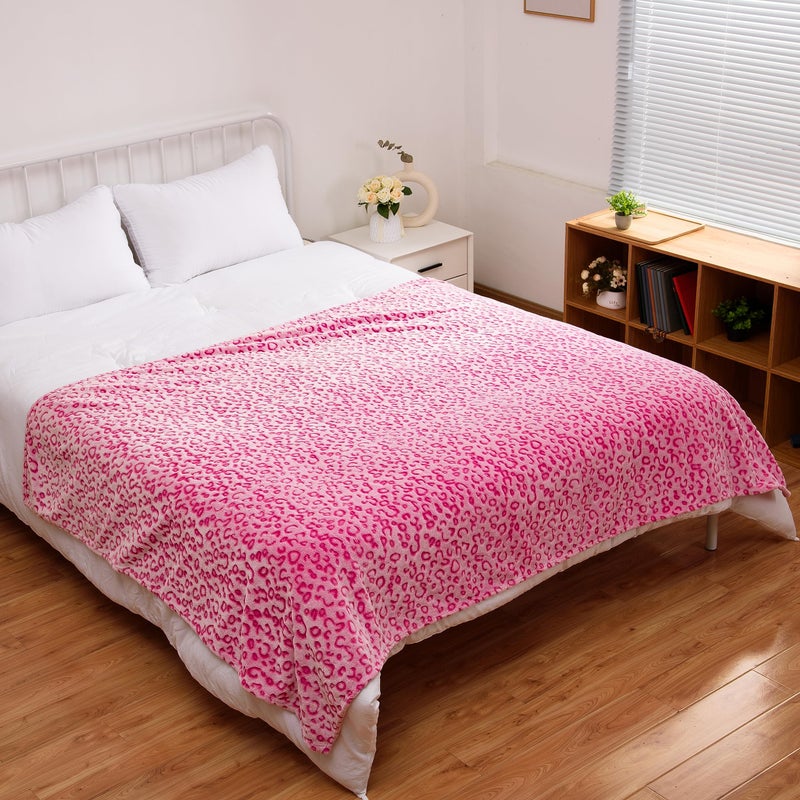 Excervent 3D Leopard Flannel Fleece Twin Blanket  280 GSM Lightweight Cheetah Blanket for Couch Sofa Bed  Super Soft Cozy Warm Blankets  60x80 inches  Pink - Image 3