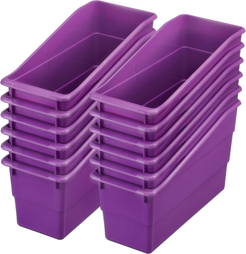 Really Good Stuff Durable Book and Binder Holders - 12 Pack, Purple, 5 ?" x 12 ?" x 7 ?", Classroom Organization, Storage Solution, Sturdy and Versatile - Image 1