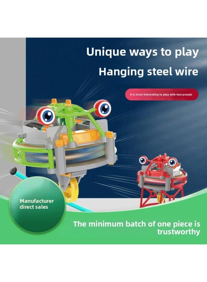 Black Technology Wire Walking Single Wheel Robot Self-balancing Tumbler Interesting Exotic Children's Creative Toys-Color:Steel Wire Wheelbarrow 【Green】 + Charging Suit X1 - Image 3