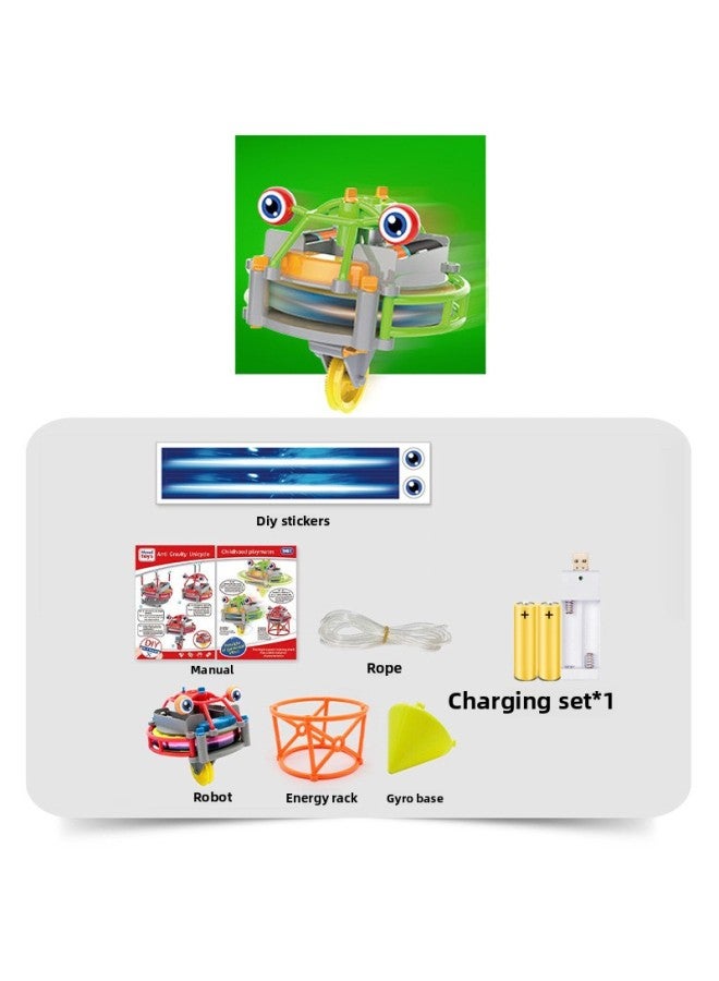 Black Technology Wire Walking Single Wheel Robot Self-balancing Tumbler Interesting Exotic Children's Creative Toys-Color:Steel Wire Wheelbarrow 【Green】 + Charging Suit X1 - Image 1