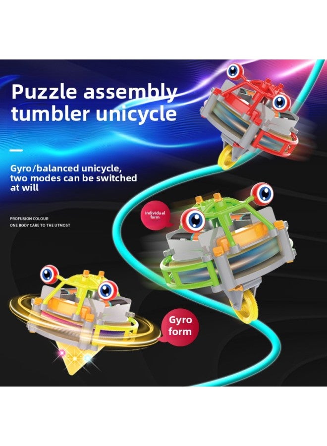 Black Technology Wire Walking Single Wheel Robot Self-balancing Tumbler Interesting Exotic Children's Creative Toys-Color:Steel Wire Wheelbarrow 【Green】 + Charging Suit X1 - Image 2