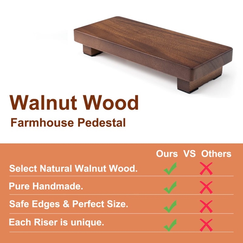 kulusion Wood Riser For Display Walnut Wood Pedestal Stand, farmhouse decor Soap Tray, Displays Your Plant Bottles Candles for Your Home Kitchen (Large, 12 x 7.1 x1.57Inch) - Image 2
