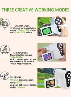 Garlo Microscope for Kids, 1000X Handheld Kids Microscope with 6 LED Lights, 2.0'' LCD Screen,Photo and Video Mini Microscope, Science Kits,Portable Microscope USB to PC Birthday Gifts for Kids 8-12, 32G  - Image 3