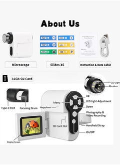 Garlo Microscope for Kids, 1000X Handheld Kids Microscope with 6 LED Lights, 2.0'' LCD Screen,Photo and Video Mini Microscope, Science Kits,Portable Microscope USB to PC Birthday Gifts for Kids 8-12, 32G  - Image 2