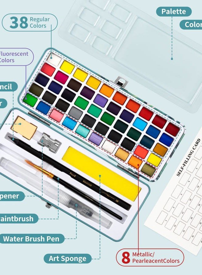 Joyask Watercolor Workbook, Water Coloring Book, 12 Different Patterns of Original DIY Designs, 50 Colors Watercolor Paint Set with Palette and Brush, Beginner-Friendly Watercolor Workbooks (Bouquets) - Image 3