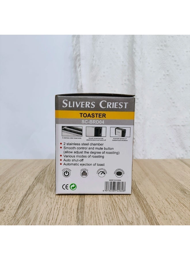 شظايا كريست محمصة خبز منبثقة بشريحتين Slivers Criest بقدرة 1000 واط مع تحكم قابل للتعديل بدرجة التحميص وإيقاف تلقائي – موديل SC-BRD04 - Image 4