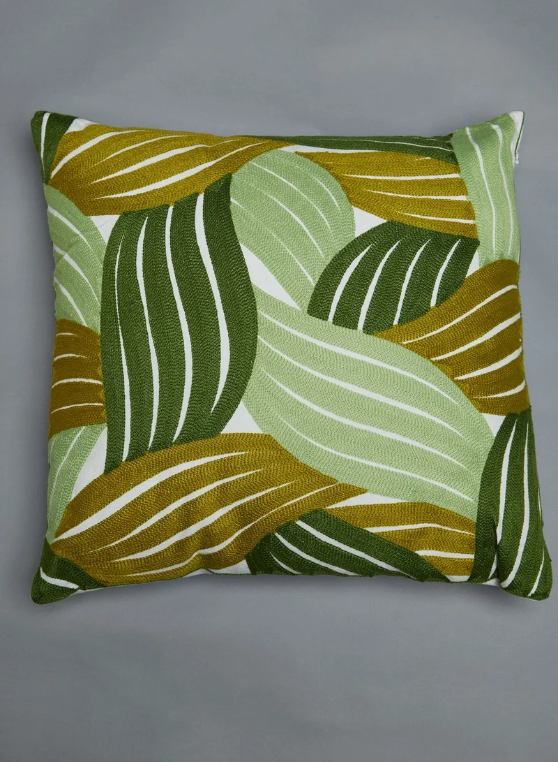 AURORA Leaf Print Cushion With Insert 45X45Cm