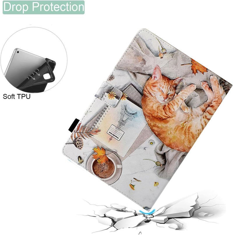 حافظة واقية من نوع "Folio Stand Cover" مصنوعة من جلد PU عالي الجودة لجهاز Fire HD 8 (الجيل الثامن/السابع/السادس، إصدارات 2018/2017/2016)، تتميز بتصميم يشبه قطة كسولة. - Image 3