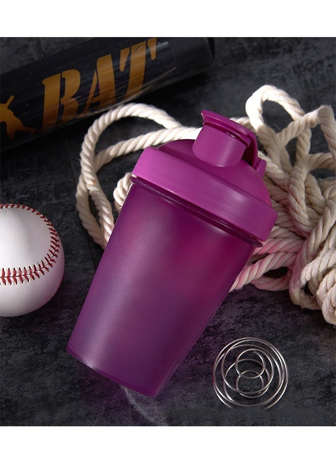 Generic - Protein Shaker Bottle Blender Leakproof Cup, Plastic BPA Free Sport Water Bottle with Stainless Whisk Blender Ball, Fitness Water Bottle 400 ML (Purple) - Image 1
