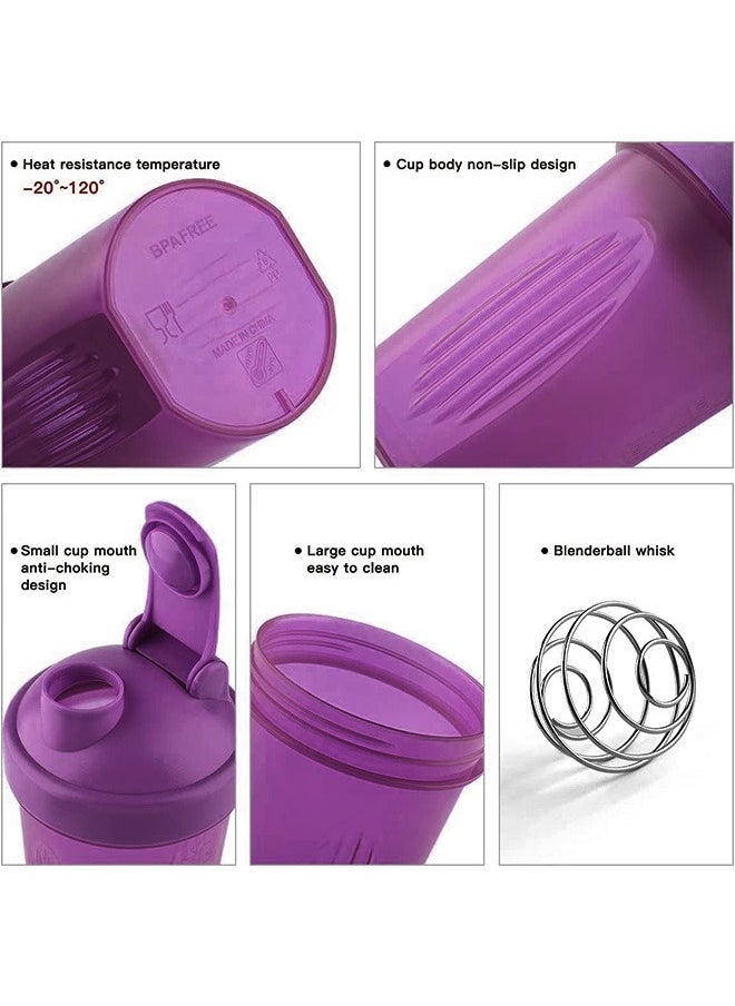 Generic - Protein Shaker Bottle Blender Leakproof Cup, Plastic BPA Free Sport Water Bottle with Stainless Whisk Blender Ball, Fitness Water Bottle 400 ML (Purple) - Image 1
