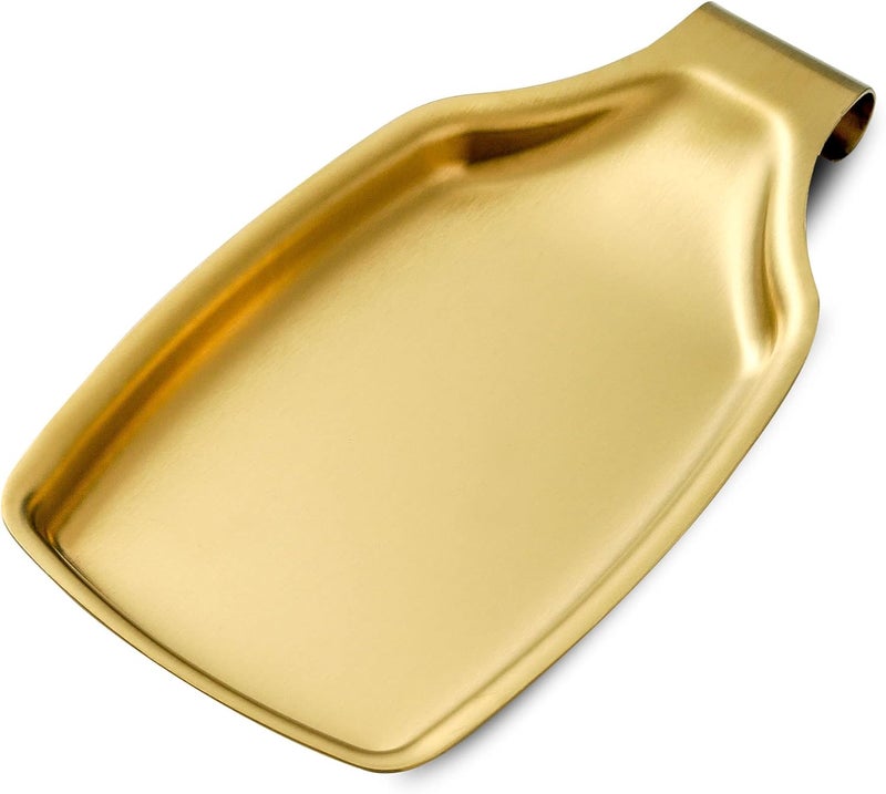 BETTWILL Gold Spoon Rest For Stove up, Stainless Steel Spoon Rest For Kitchen Counter, Large Kitchen Spoon Holder with Square Bottom, Spatula Spoon Ladle Utensil Holder, Heavy Duty. - Image 1