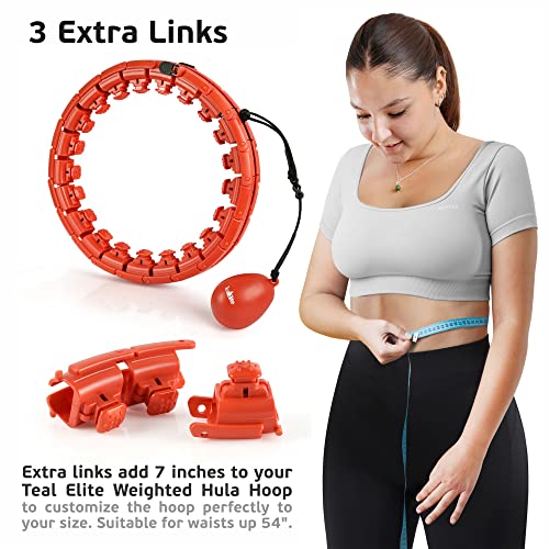 Teal Elite 3 Extra Links for Teal Elite Weighted Hula Hoop Red, Extension Knots for Fitness Hoop - Plus Size Accessories for Adults Weight Loss - Image 2