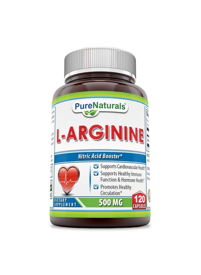 Pure Naturals Larginine 500 Mg Capsules Supports Cardiovascular Health Supports Healthy Immune Function & Hormone Health Promotes Healthy Circulation (120)  - Image 1