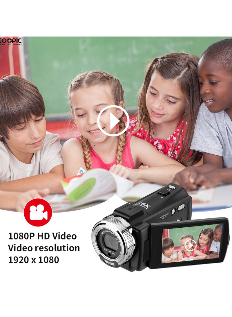 Coopic - COOPIC V1000 3’’ TFT, Anti-Shake, 270° Screen Rotation, Full HD 1080P Digital Video Camera | 30MP Photo, 16X Zoom, Night Vision, Compatible with Windows XP/7/8/10 for Photography and Videography - Image 1