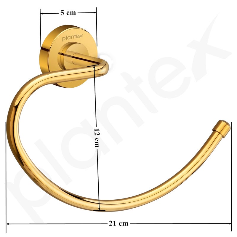 plantex Plantex 304 Grade Stainless Steel Round Napkin Holder for washbasin/Towel Hanger/Towel Ring for Bathroom/Bathroom Accessories, Daizy(Golden)  - Image 3