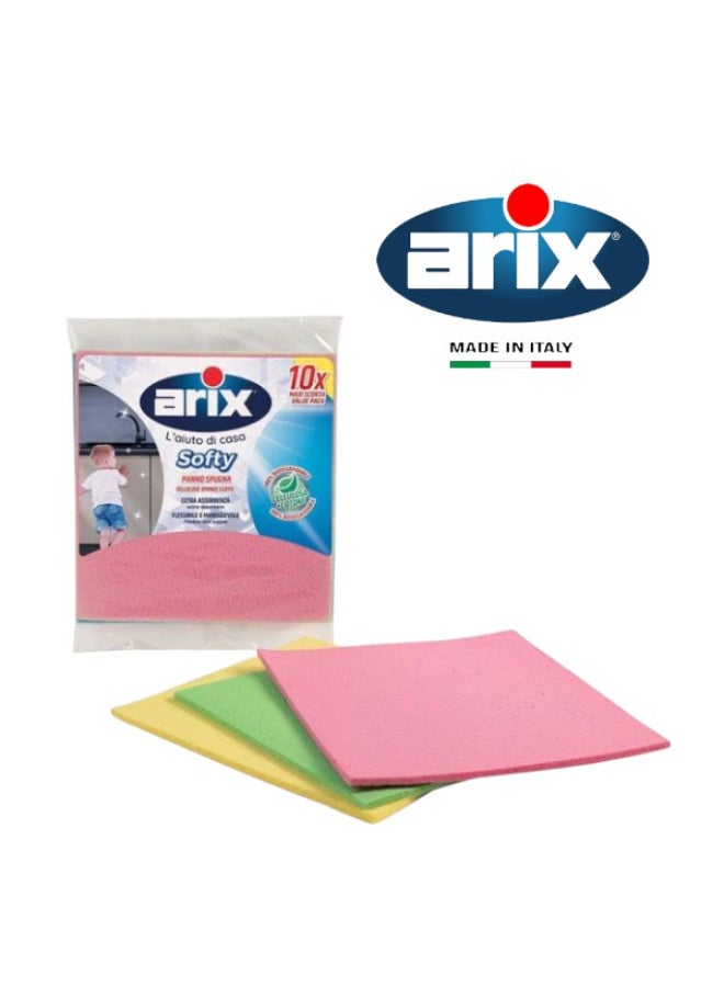 Arix Softy Natural Cellulose Sponge Cloth 10 Pack + Arix Easy Grip Sponge 9pcs - Image 2