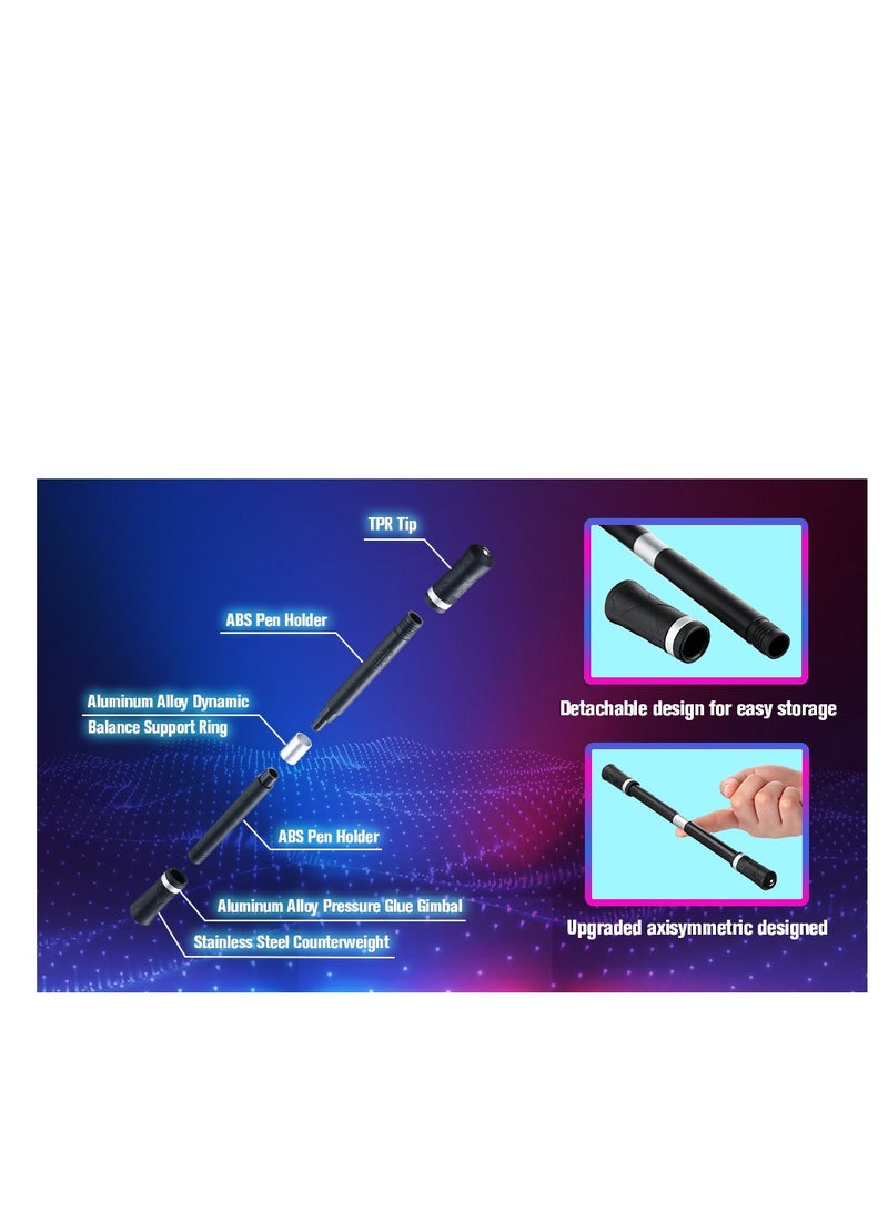 Outus Outus 2 pieces spinner pen finger pen mod gaming pens fFlying pen with weighted ball finger rotating pen for kids teens student fames silver and black  - Image 3