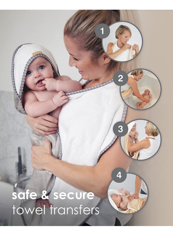 Cuddledry Hands Free Baby Bath Towel | Luxuriously Soft Bamboo Viscose & Cotton Hooded Baby Towel | Apron Towel for Safe Babies Bathtime | Perfect Newborn Gift | Gray - Image 2