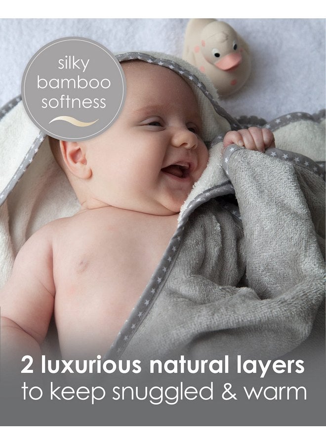 Cuddledry Hands Free Baby Bath Towel | Luxuriously Soft Bamboo Viscose & Cotton Hooded Baby Towel | Apron Towel for Safe Babies Bathtime | Perfect Newborn Gift | Gray - Image 3