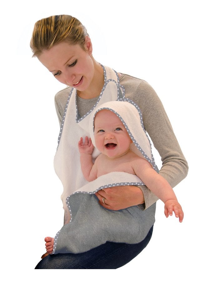 Cuddledry Hands Free Baby Bath Towel | Luxuriously Soft Bamboo Viscose & Cotton Hooded Baby Towel | Apron Towel for Safe Babies Bathtime | Perfect Newborn Gift | Gray - Image 1