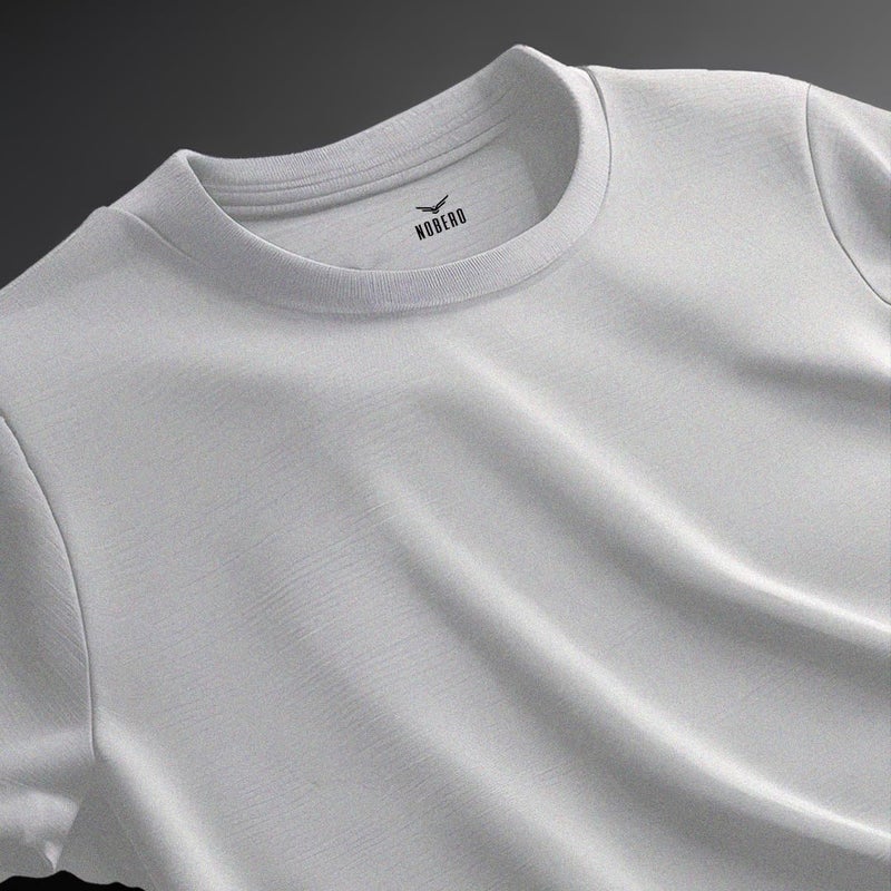 NOBERO Grey Melange Regular Fit T-Shirt for Men - Image 3