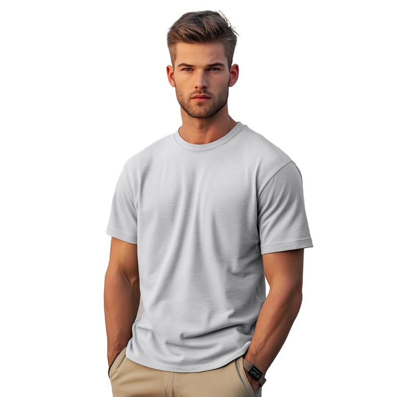 NOBERO Grey Melange Regular Fit T-Shirt for Men - Image 2