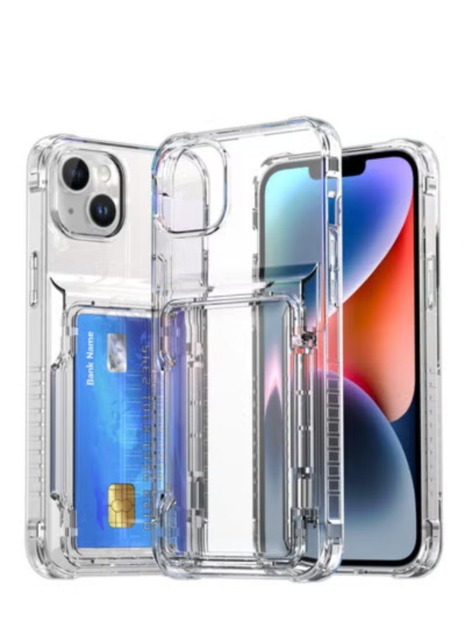 GULFLINK Transparent Wallet Case For iPhone 15 6.1 inch Hard Back with Build-in Card Slot Holder - Image 1