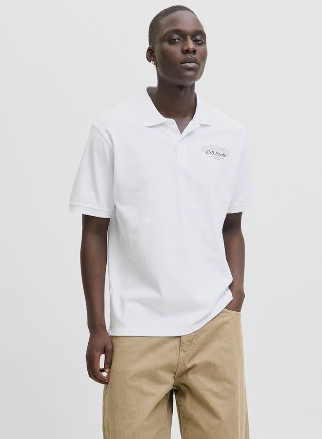 جاك اند جونز جاك آند جونز بولو بأكمام قصيرة وطبعة شعار - Image 1