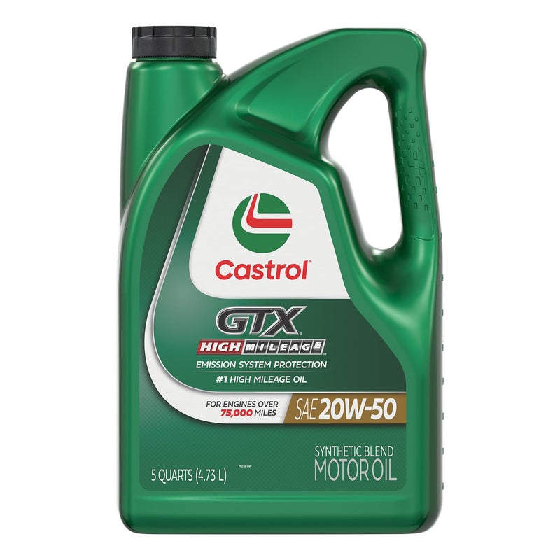زيت محرك كاسترول جي تي إكس عالي الأميال 20W50 مزيج صناعي 5 كوارتات