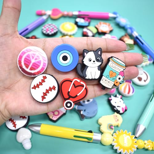Ibuclein 20Pcs Silicone Focal Beads Bulk, Different Random Mix Collections Focal Beads for Pens Keychains DIY Jewelry Making - Image 2