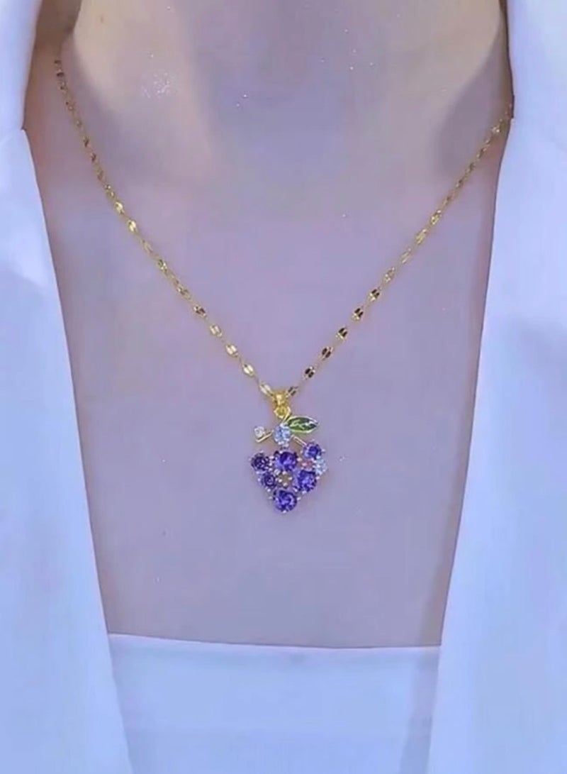 إيكوال سلسال نسائي مصنوع من الاستانلس ستيل مطلي باللون الذهبي ومرصع بالزركون - Image 3