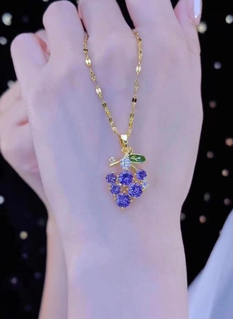 إيكوال سلسال نسائي مصنوع من الاستانلس ستيل مطلي باللون الذهبي ومرصع بالزركون - Image 2