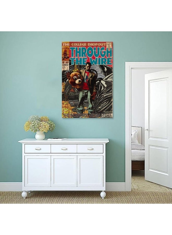 Kanye West Poster Hip-hop Comic Music Poster for Room Aesthetic Canvas Wall Art Bedroom Decor 12x18inch(30x45cm)